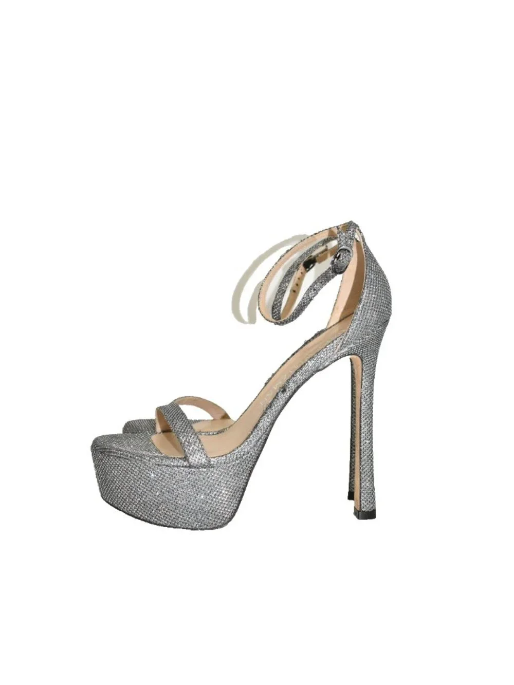 $600 STUART WEITZMAN NUDIST HOLLYWOOD PLATFORM GLITTER GUN METAL 9 (PD1)